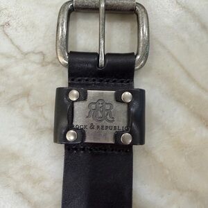 Rock & Republic Black Leather Belt with Silver Buckle NWT